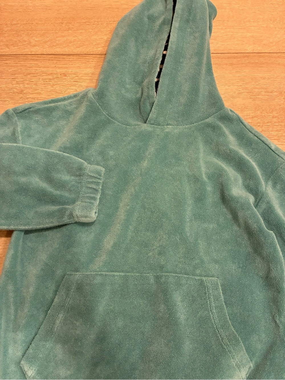Mini Boden Towelling Hoodie Terry Green Size 6-7Y